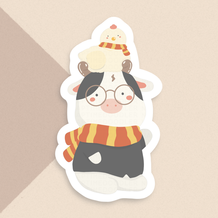 Mr. Cow and Mrs. Chicken x Harry Potter Sticker | Naptime Doodler