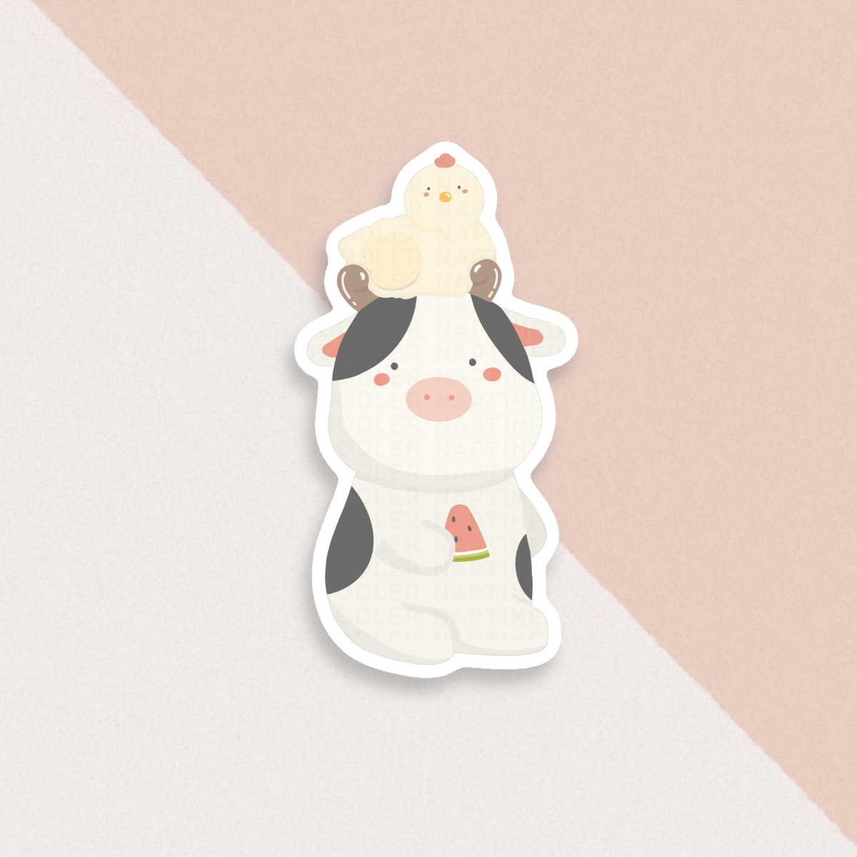 Mr. Cow and Mrs. Chicken Sticker | Naptime Doodler — San José Made, image size:1200x1200