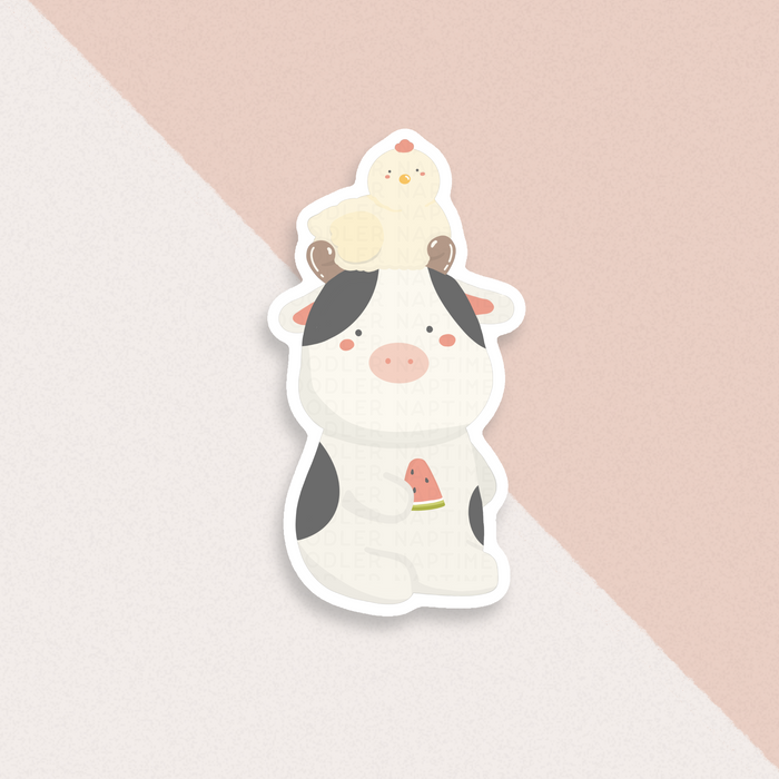 Mr. Cow and Mrs. Chicken Sticker | Naptime Doodler