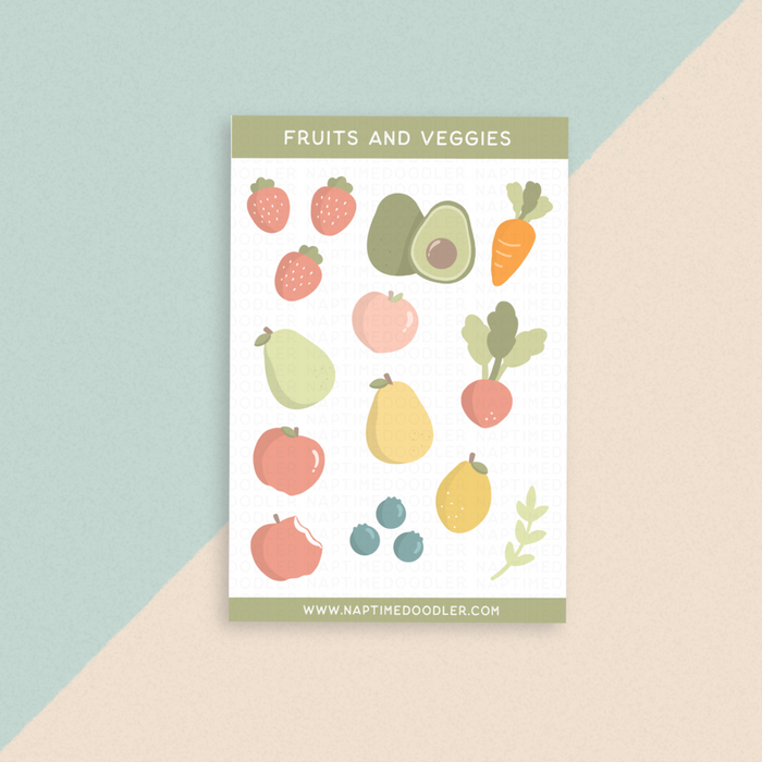 Fruit and Veggie Sticker Sheet | Naptime Doodler