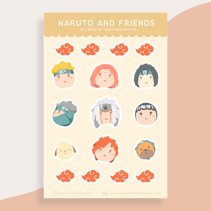 Naruto and Friends Sticker Sheet | Naptime Doodler
