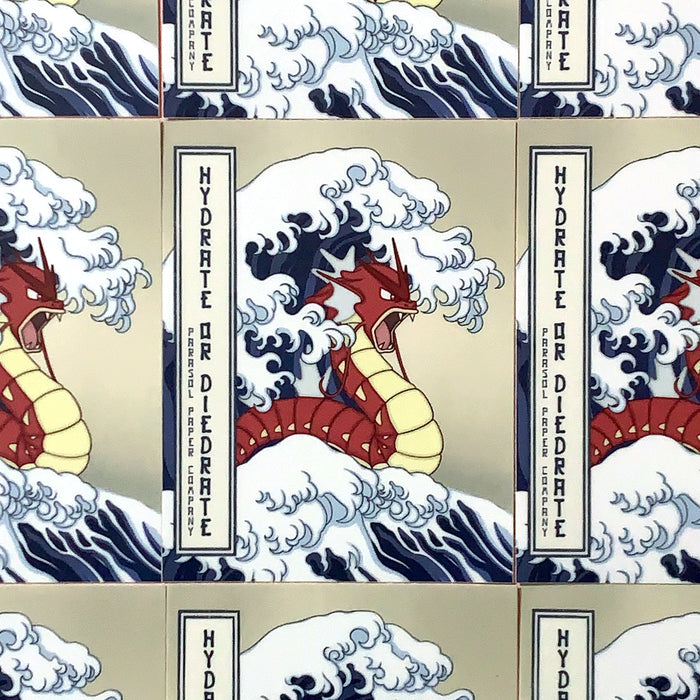 [WATERPROOF] Hydrate or Diedrate Great Wave Gyarados Pokemon Meme Vinyl Sticker Decal