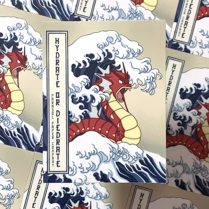 [WATERPROOF] Hydrate or Diedrate Great Wave Gyarados Pokemon Meme Vinyl Sticker Decal