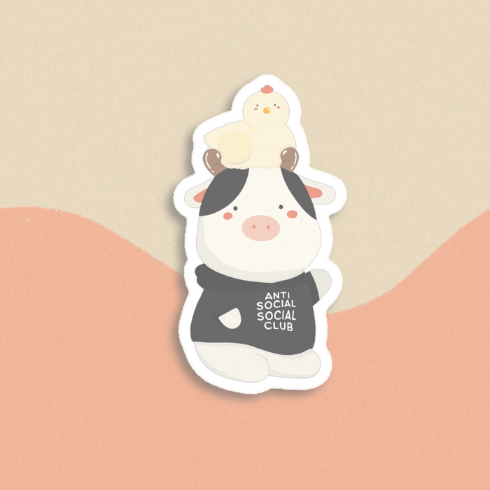Mr. Cow and Mrs. Chicken x Anti Social Social Club Sticker | Naptime Doodler