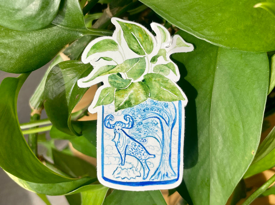 Year of the Goat + Pothos Plant Sticker
