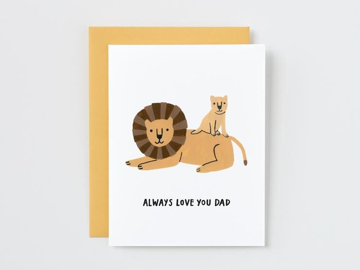 Lion Dad and Baby Always Love You Dad Card