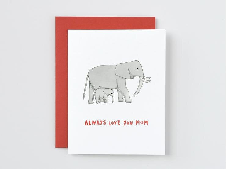 Elephant Mom and Baby Always Love You Mom Card