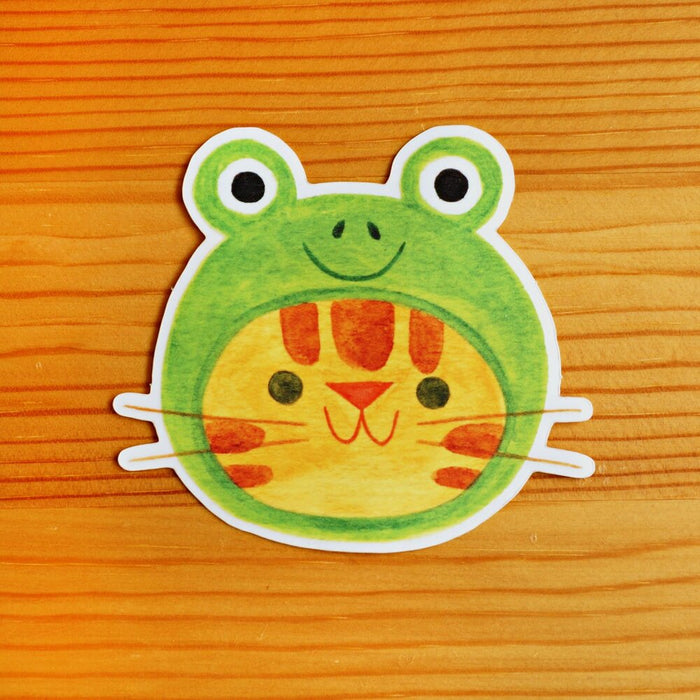 Frog Hat Cat Sticker