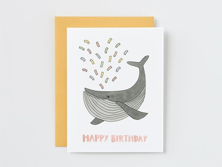 Whale Spouting Confetti Birthday Card