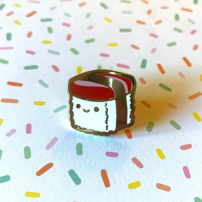 Sushi Cube: Tuna - Gold Enamel Pin
