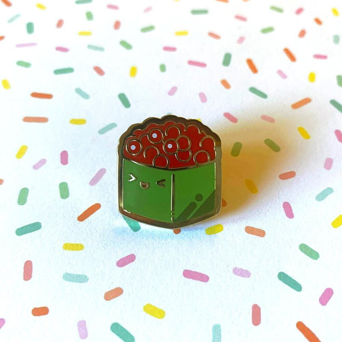 Sushi Cube: Ikura - Gold Enamel Pin