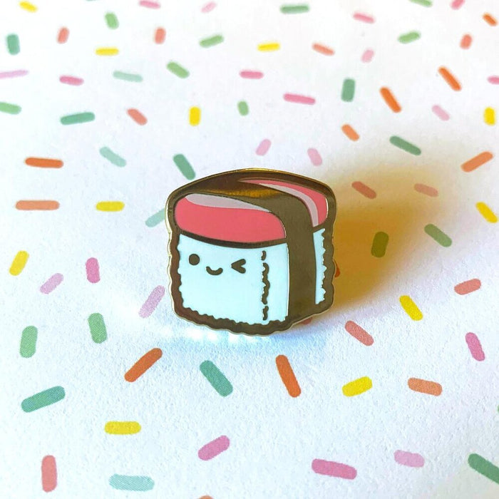 Sushi Cube: Salmon - Gold Enamel Pin
