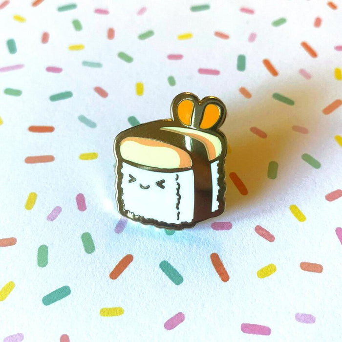 Sushi Cube: Shrimp - Gold Enamel Pin