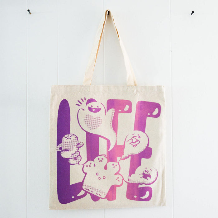 LIFE Tote Bag | Hand screen-printed Tote Bag | Unisex | Cute | Heavy duty Bag | Harumo Sato |