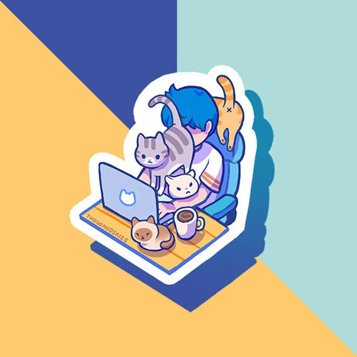 Work from Home with Cats Sticker