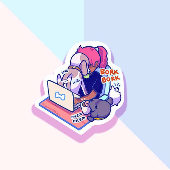 Work from Home with Dogs Sticker
