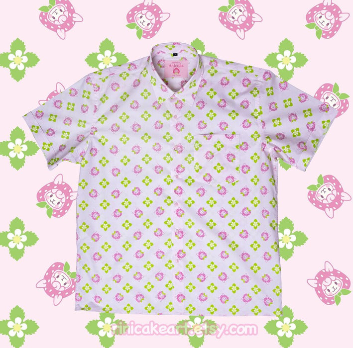 Dollypaca the Strawberry Alpaca Cotton Button Down Shirt
