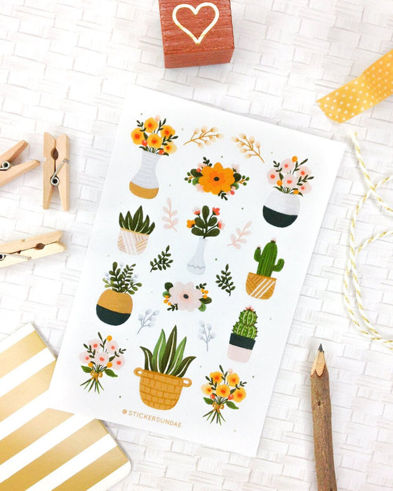 Floral Succulent Sticker Sheet