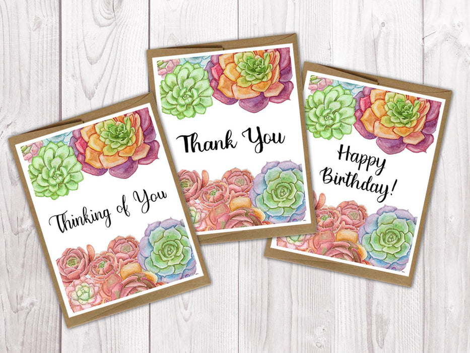 "Happy Birthday" Summer Succulents Card