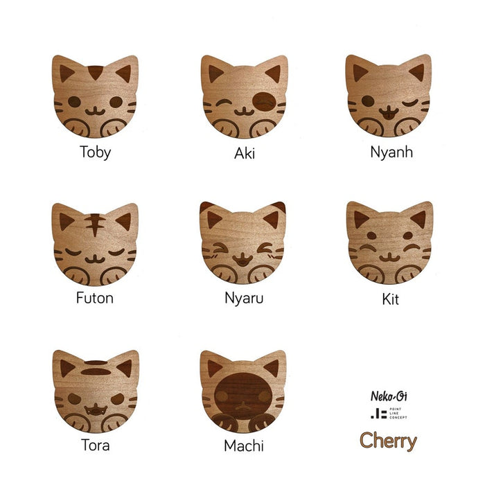 Wooden Cat Coasters in Maple & Cherry