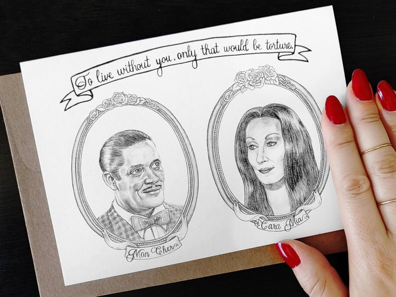 Morticia and Gomez Valentine's Day Card