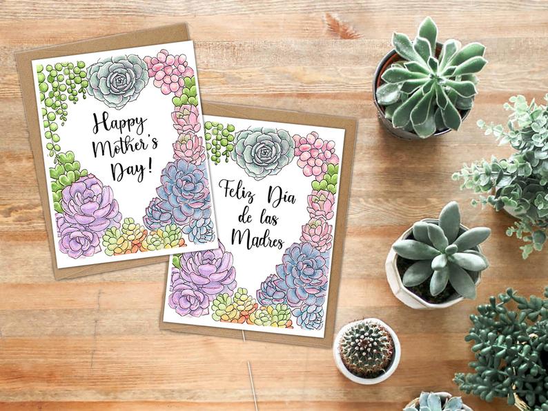 succulent mother's day card Succulent Heart "Happy Mother's Day" Card
