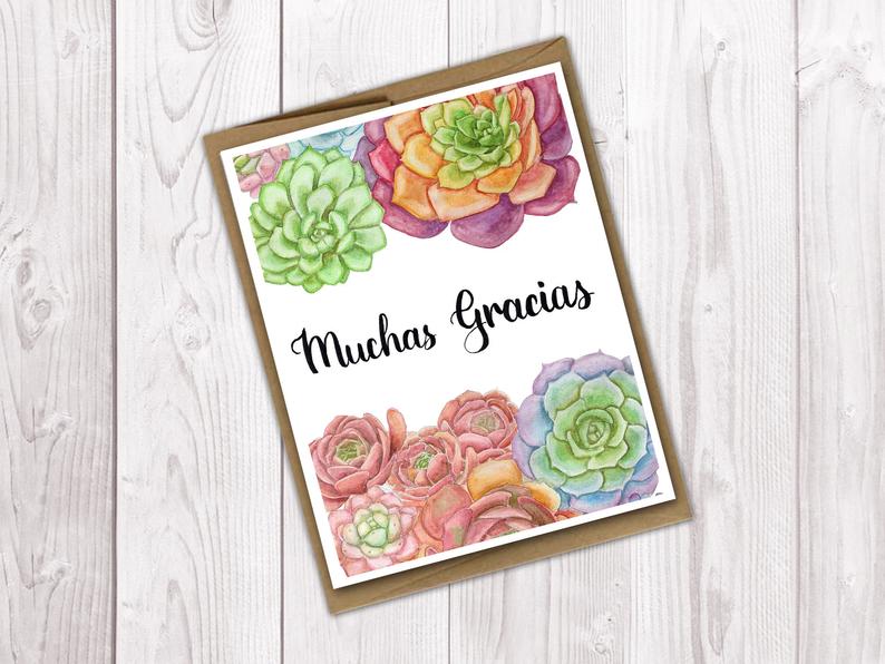 "Thank You/Muchas Gracias" Summer Succulents Card