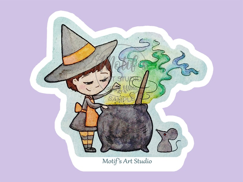 Witch with Cauldron Sticker