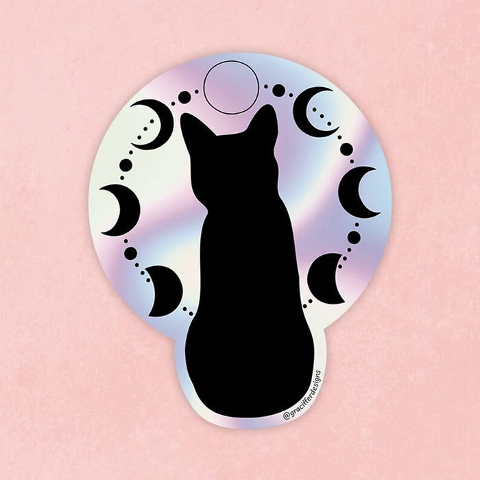 Moon Phase Cat Sticker