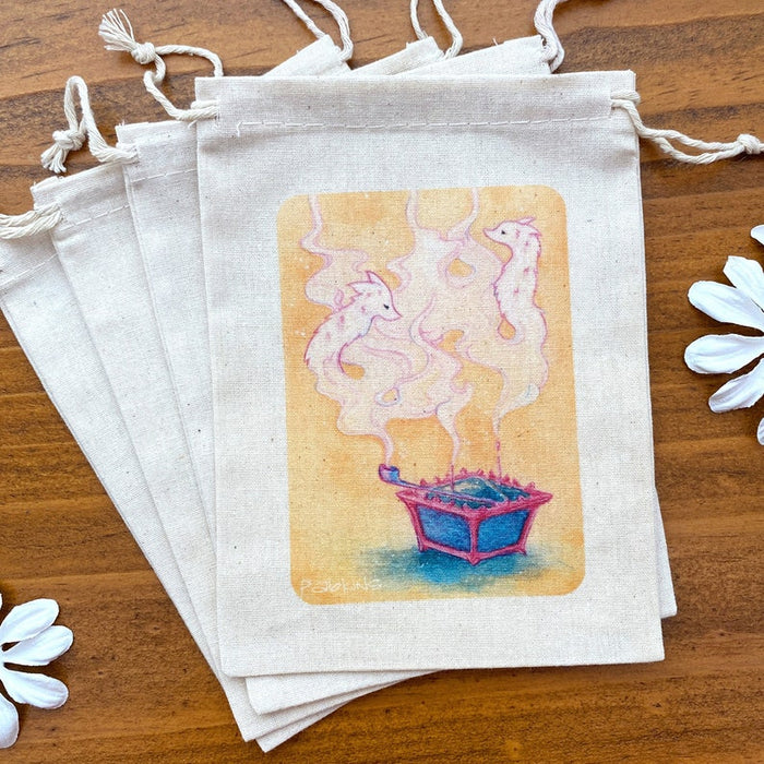 Canvas Drawstring Bags - Incense smoke foxes