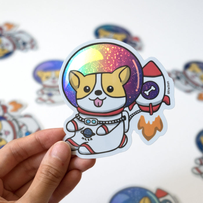Space Corgi Holographic Sticker
