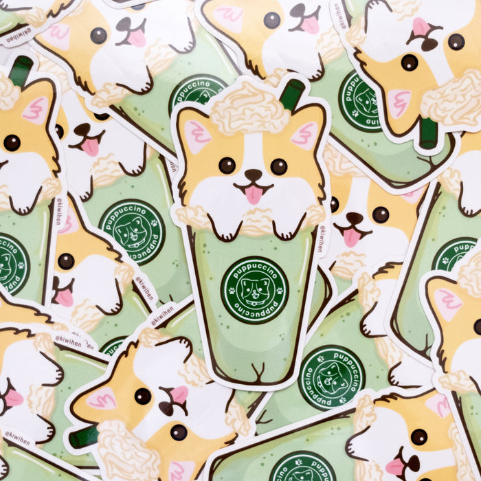 Puppuccino Corgi Vinyl Sticker
