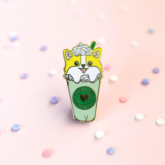 Puppuccino Corgi Enamel Pin