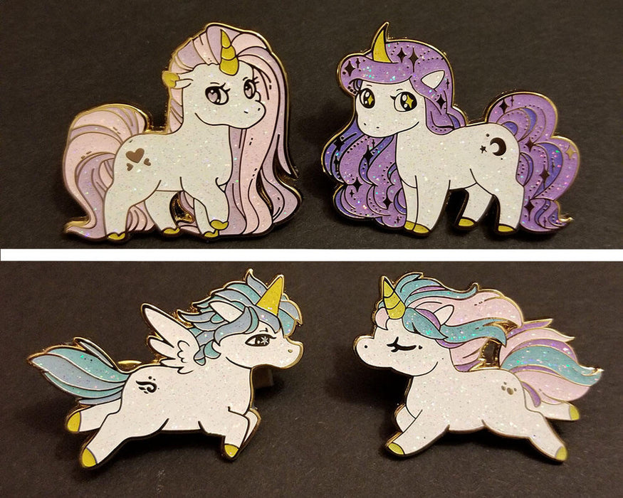 Unicorn Hard Enamel Pin - Magical Mythical Cosmic Fabulous Unicorns (Glitter)