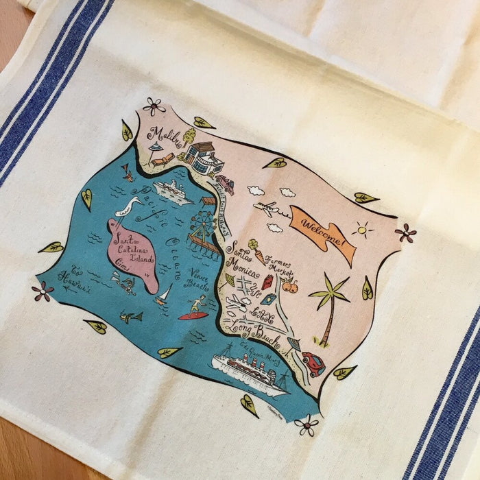 Malibu/Santa Monica Map Kitchen Tea Towel