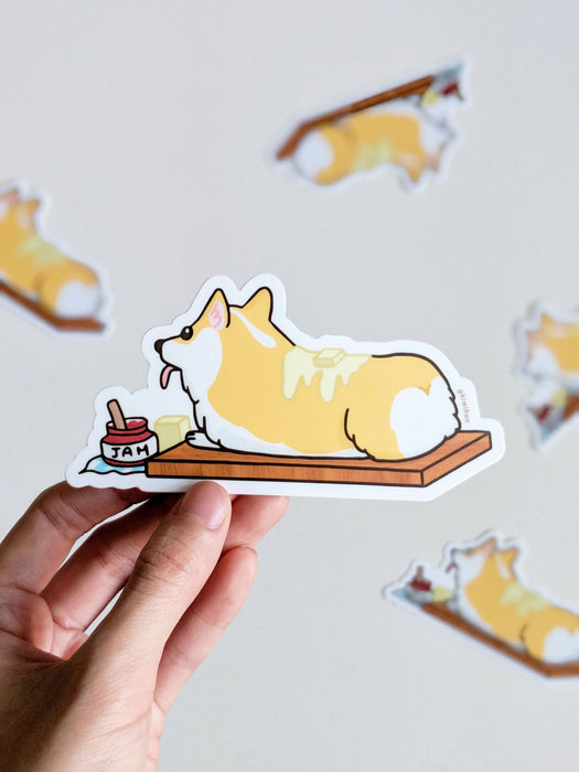 Butter Bread Loaf Corgi Vinyl Sticker