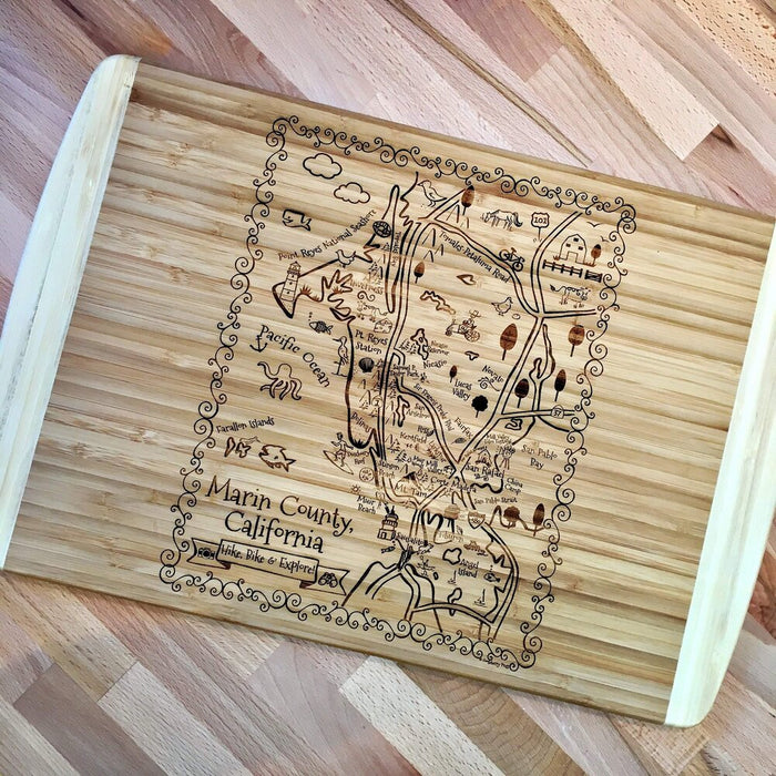 Marin County Map Large Bamboo Cutting Board