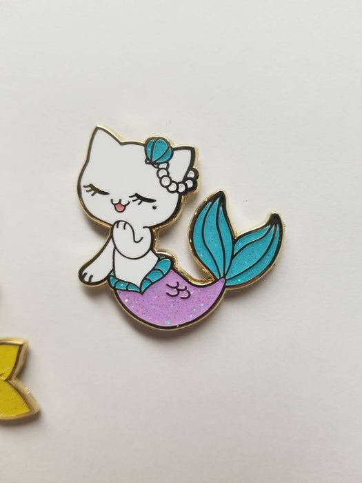 Kitty Mermaid Hard Enamel Pin - Purrmaid Mermeow Meowmaid catfish pin