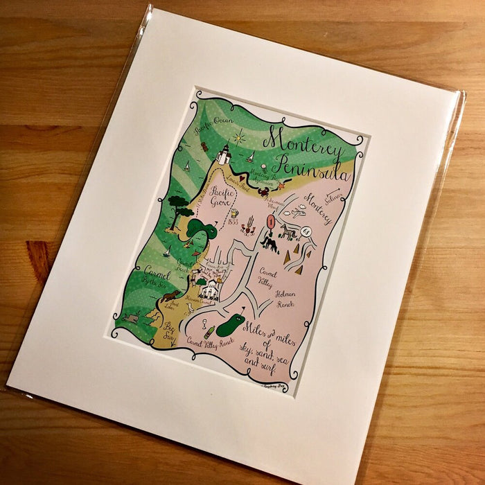 Monterey Peninsula Map Art Print