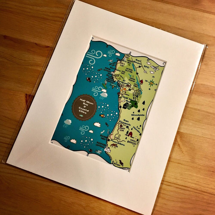 Half Moon Bay Map Art Print
