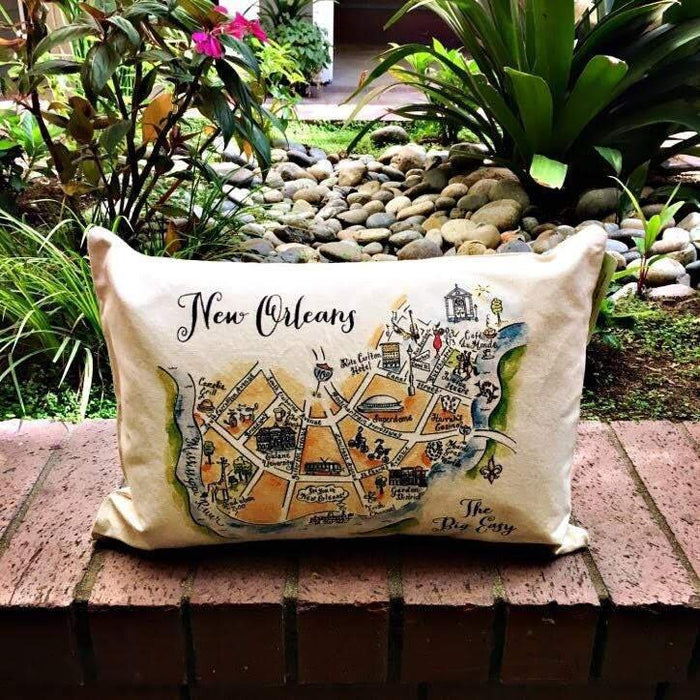 New Orleans Map Rectangle Pillow