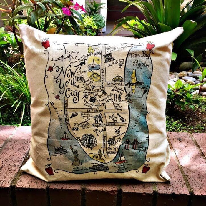 New York City Map Square Pillow