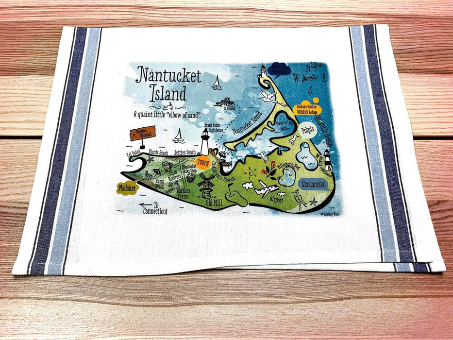 Nantucket Island Map Kitchen Tea Towel