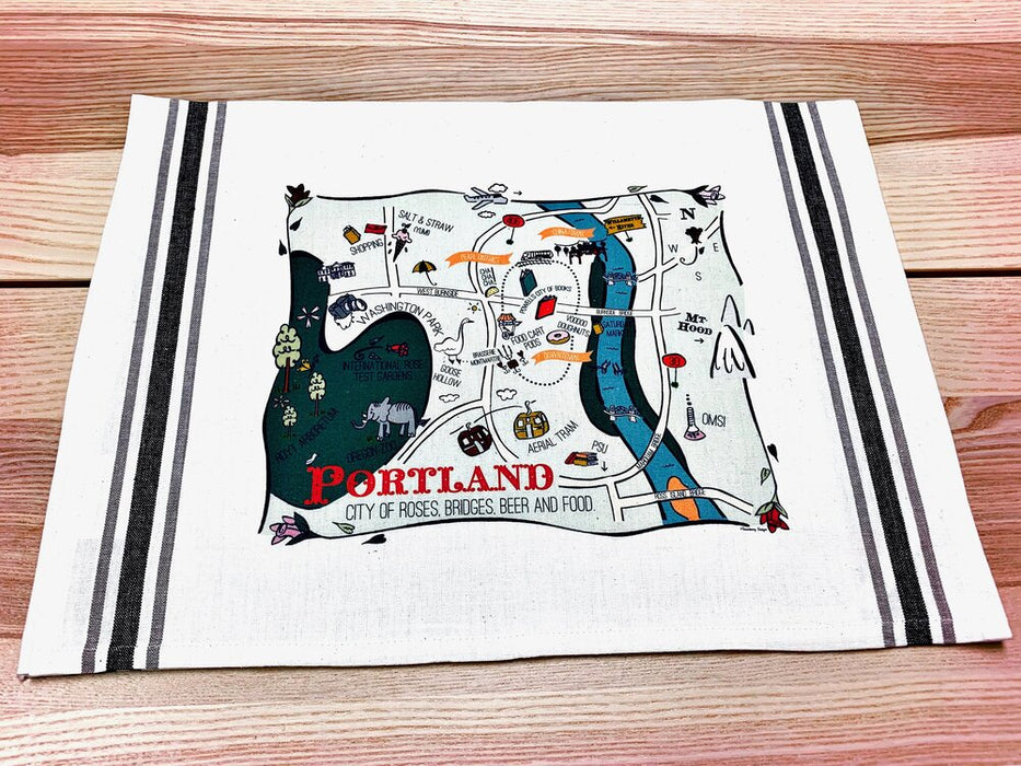 Portland Map Kitchen/Tea Towel