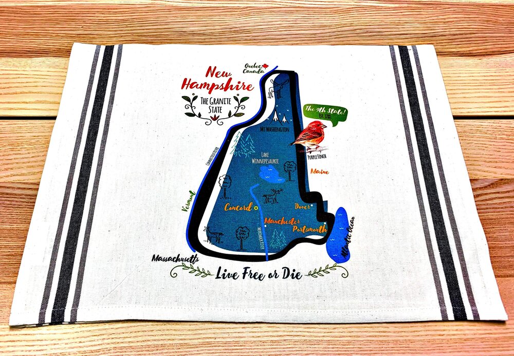 New Hampshire State Map Kitchen/Tea Towel