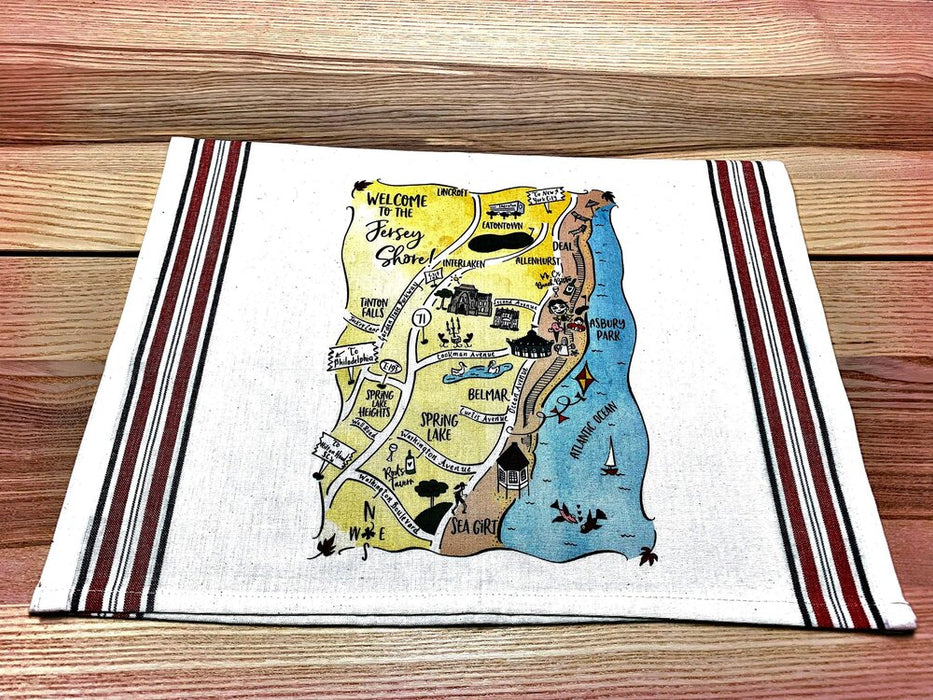 Jersey Shore 2 Map Kitchen/Tea Towel