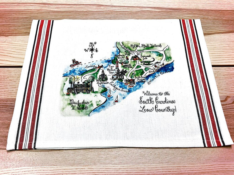 South Carolina Low Country Map Kitchen/Tea Towel