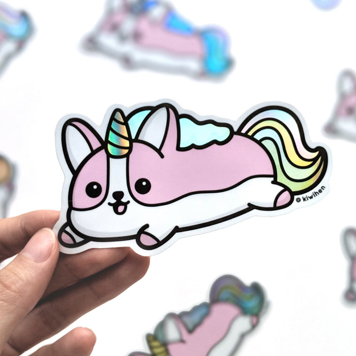 Unicorn Corgi Holographic Sticker