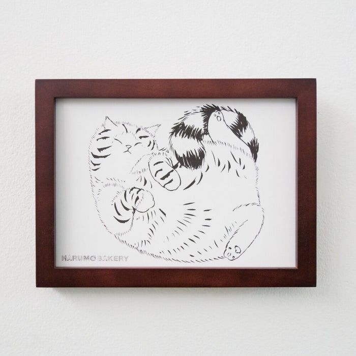 Fluffy Chubby Cat Sleeping poster  | Happy Wall Decor | Wall Art | Minimalist| Brush stroke Animal Portrait | 5x7