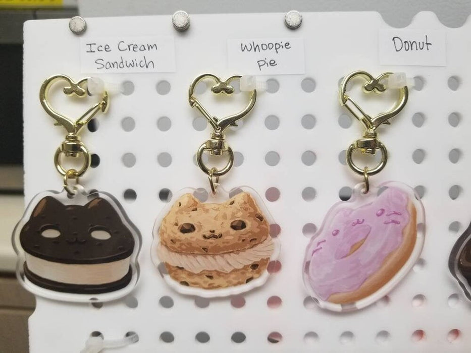 Cat Treat Classics Acrylic Charms - Chocopie Moonpie Whoopie pie Ice cream sandwich Animal cookie Donut Kitty Gummy Cats
